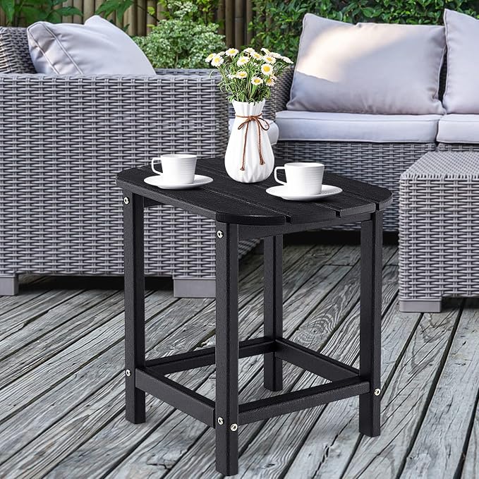 Giantex Side Table Outdoor Small Patio Table 18” Adirondack Table, Weather Resistant End Tables, Outside Square Tea Table for Patio, Backyard, Poolside, Garden, Balcony (2, Black)