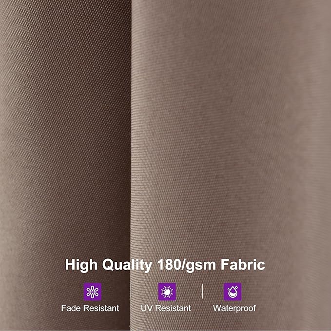 PURPLE LEAF 15ft Double-Sided Patio Umbrella with Base and Solar Lights Outdoor Market Umbrella with Crank Handle Rectangle Umbrella for Backyard Pool Garden Deck, Taupe