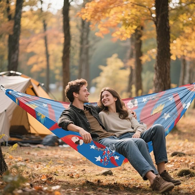 4th of July Independence Day Red Daisy 330lb Capacity Outdoor Hammocks with Tree Straps Hanging Hammock for Camping Travel Accessories hamacas para adultos con soporte