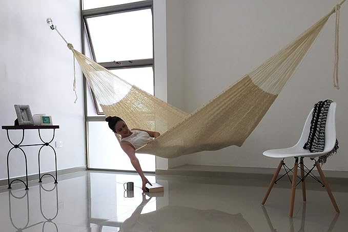 Traditional Maya Hammock -Natural Hammock (Medium) - Thick Nylon Thread