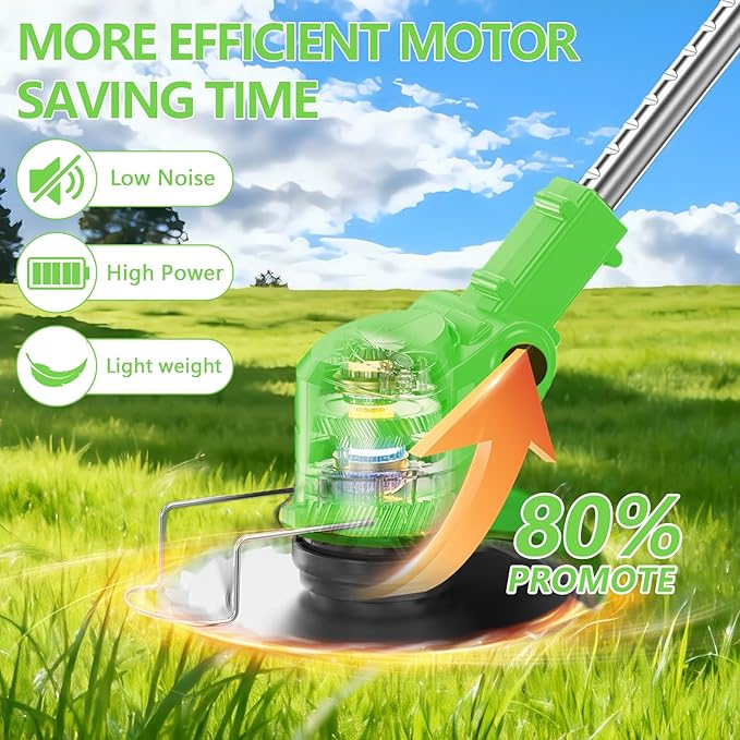 Electric Cordless Weed Wacker, 21V Electric Weed Wacker Eater with Battery Charger, 3 in 1 Grass Trimmer with 4 Types Blade, Lightweight Adjustable Design for Lawn, Yard