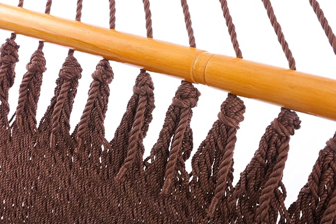 Original Saniwerke Caribbean Hammock, 79 Inch Wide x 12 Ft Long, Wooden Spreader Bars, Outdoor Relaxation, All Weather, Stainless Steel Ring and Chain, Double Person (Rich Mocha)