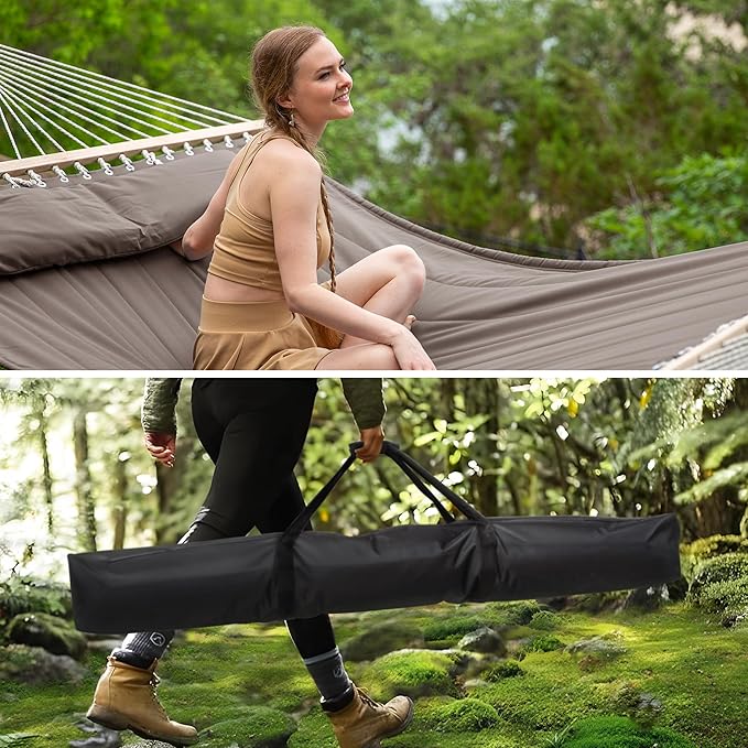 SUNCREAT Double Outdoor Hammock with Stand Included, 475 lbs Capacity, Hammock Stand Carrying Bag Storage Bag