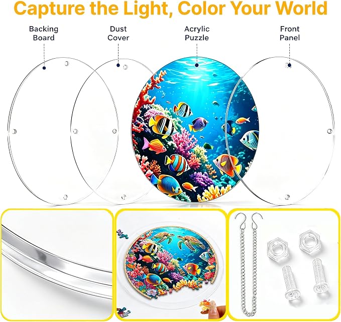 Acrylic Jigsaw Puzzle Suncatcher 7.8'',Stained Glass Suncatcher Home Decor | Butterfly Acrylic Puzzle Suncatcher,DIY Sun Catcher Puzzle Kit,Window Hanging Ornament Art,Home Garden Decor Gift for Mom