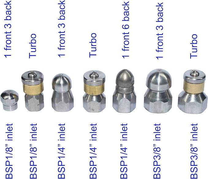 XZT-7Pack 4000psi Sewer Jetter Nozzle Kit,Rotating Button Nose,Pressure Washer Drain Jetter Hose Nozzle