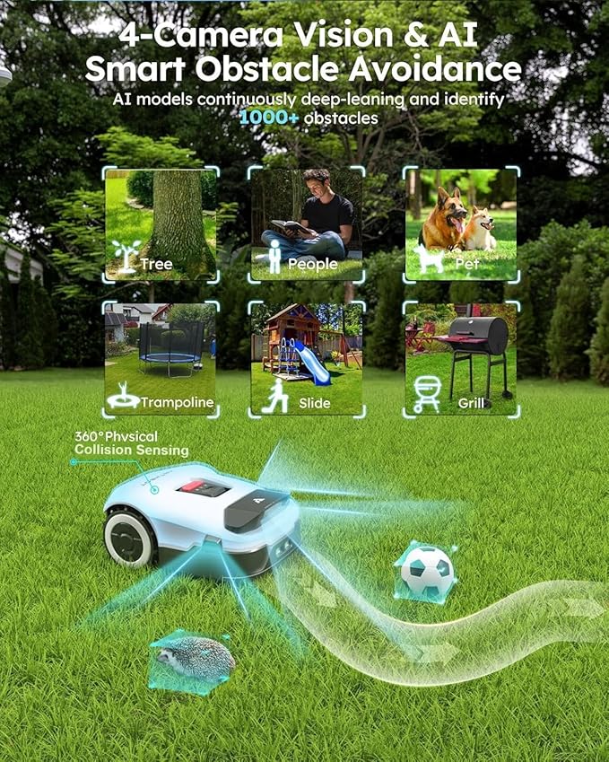 ANTHBOT Robot Lawn Mower Full Band RTK+4-Eye Vision with 4G Robotic Lawnmower, Automatic Mapping, 20 Multi-Zone Management, Accurate Obstacle Avoidance, Intelligent Path Planning, 0.22 Acre