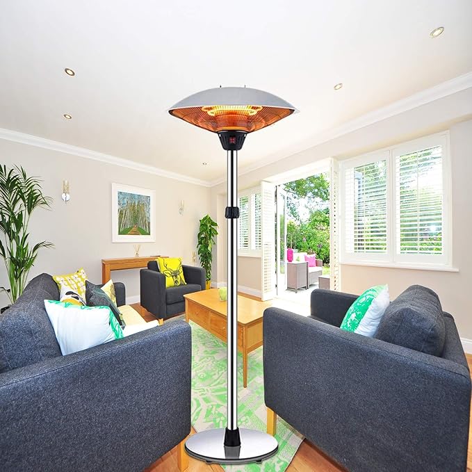 Patio Heaters for Outdoor - Stainless Steel Outdoor Heater 3 Levels Adjustable Power Waterproof, Dump Power Off Outdoor Heaters for Patio