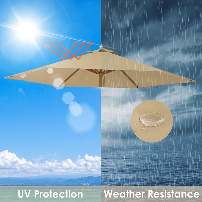 Yescom Patio Umbrella Replacement Outdoor Canopy Beach Backyard Market Table Top Cover