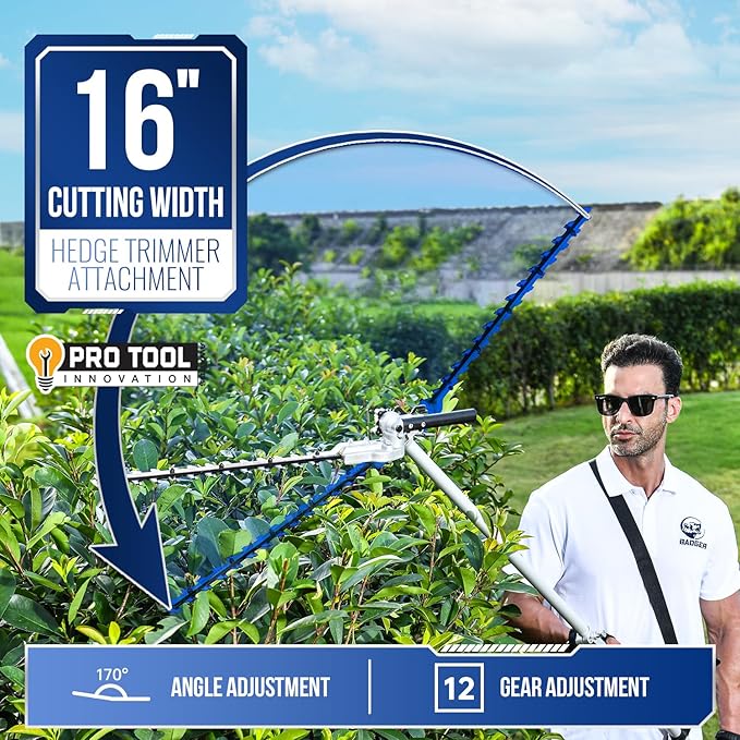 Wild Badger Power Upgraded 40V Cordless String Trimmer & Edger, 4-in-1 Multi-Tool Kit with Hedge Trimmer, Brush Cutter & Pole Saw, Attachment Capable Weed Wacker, 2 * 20V 4.0Ah Batteries & Charger