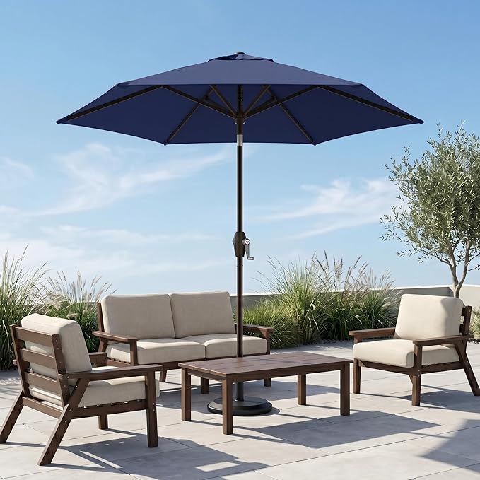 7.5ft Patio Umbrella, Outdoor Table Market Umbrella with Smooth Crank Lift, 6 Windproof Fiberglass Ribs, UPF50+ UV Protection for Deck, Pool, Garden and Backyard