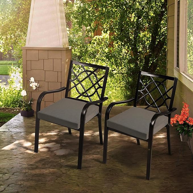 FUNHOME Outdoor Chair Cushion Covers 2 Pack, No Insert! Patio Cushion Covers Replacement 24" x 22" x 4", Water Resistant Chair Cushion Slipcovers, Beige(Covers ONLY)