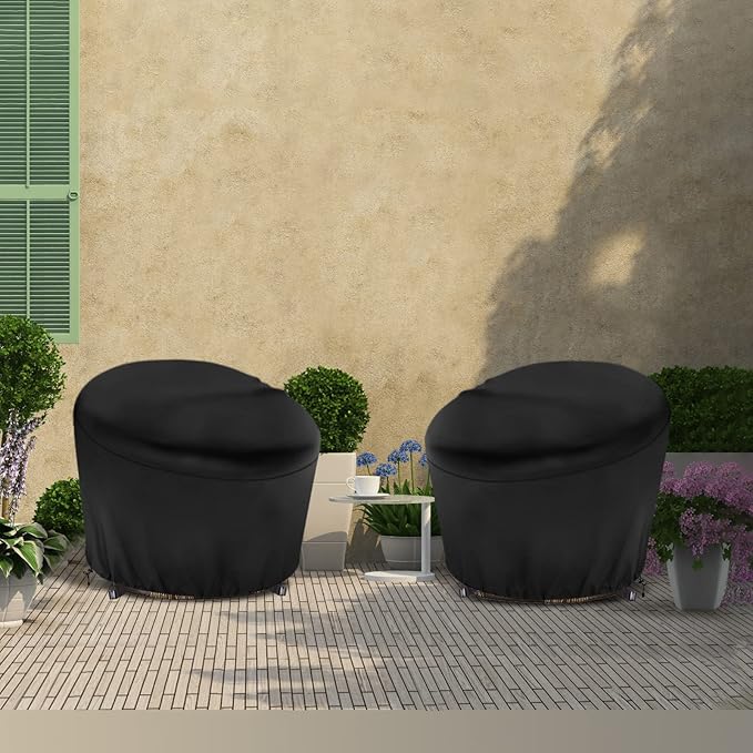 Papasan Chair Cover Waterproof,(for 47in Outdoor Papasan Chairs Covers Black) Zipper Design, Easy to Put On and Take Off, Dust Resistant Patio Furniture Seat Covers