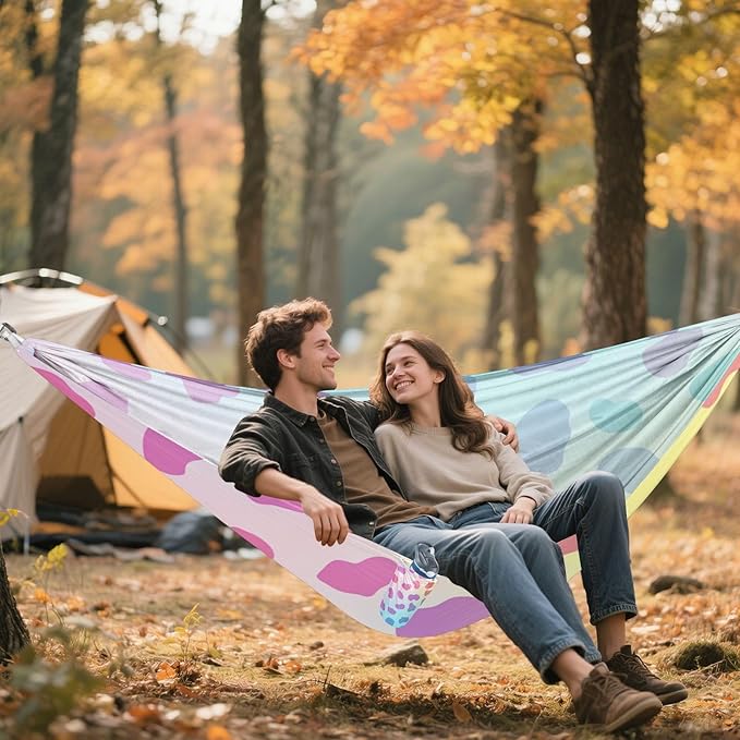 Fashion Rainbow Leopard Print 330lb Capacity Outdoor Hammocks Cloth Hammock for Patio Backyard Lounge Base hamacas para Patio