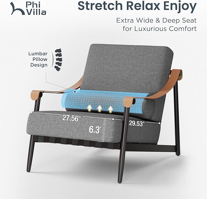 PHI VILLA Modern Outdoor Patio Furniture Set,Deep&Wide Seat with Extra Thick 6.3" Cushions Metal Outdoor Conversation Set(Backyard ICON Collection)
