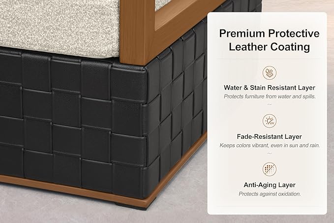 PURPLE LEAF Patio Outdoor Furniture Set 20 Pieces, Premium Leather Outdoor Couch Sectional Sofa, Modular Patio Conversation Sets with Olefin Cushions, Patio Couch for Porch, Balcony, Garden, Black
