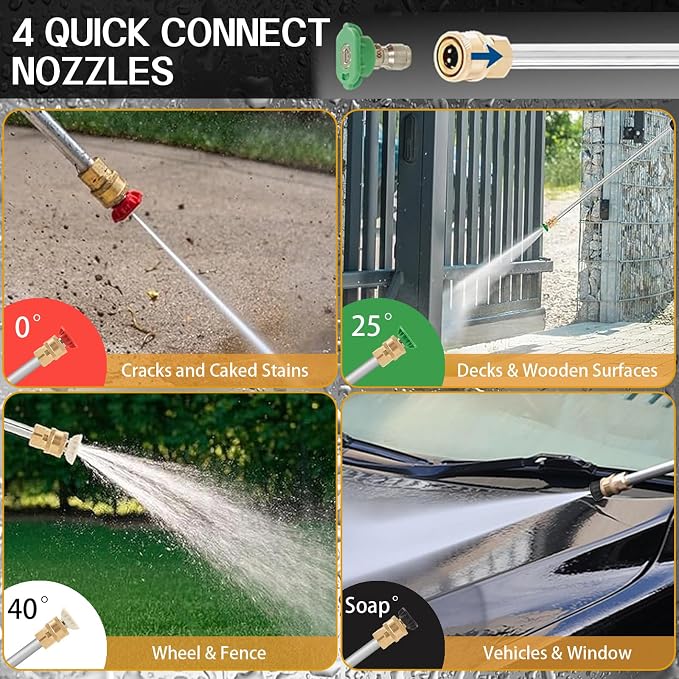 Gas Pressure Washer, 3500PSI 2.3GPM Gas Power Washer W/25FT Hose, 4 Quick-Connect Nozzles, Onboard Soap Tank, Portable Water Pressure Washers for Cars/Fences/Driveways/Homes/Patios/Furniture