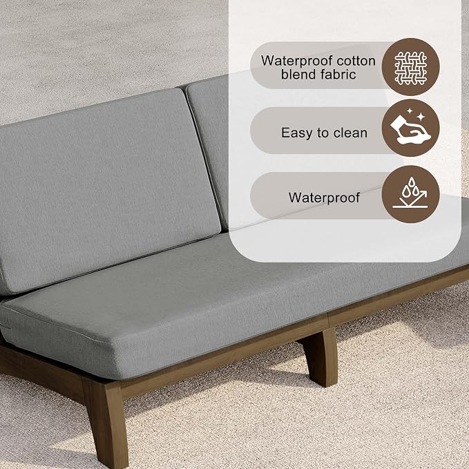 3 Pieces Patio Furniture Sets, All-Weather Outdoor Wood Bistro Set Patio Conversation Coffee Table Chiars and Patio Loveseat for Balcony, Backyard