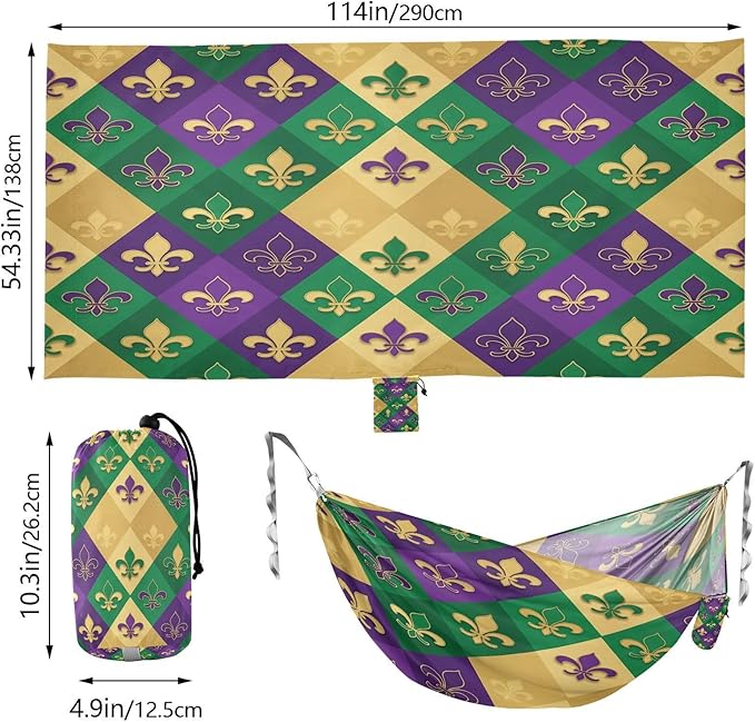 Hammocks for Outside Carnival Flowers Camping Hammock Portable Hammocks with Tree Straps and Carry Bag Camping Accessories for Hiking Beach Outdoor