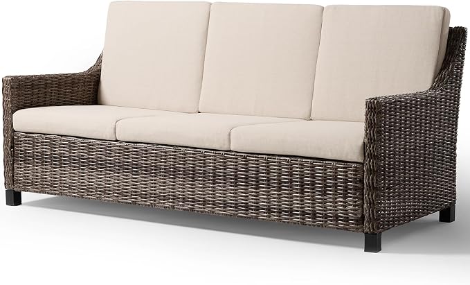 Wicker Patio Conversation Set, Outdoor Patio Furniture Set with Deep Seating, Wide Armrests & Thick Cushions, All-Weather Outdoor Furniture Set for Patio, Porch, Deck & Backyard