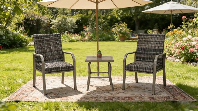 Side Coffee End Accent Patio Garden Outdoor Indoor Iron Square Metal Table, Powder Coated Finish, Painted Slatted Top, Curved Legs, Living Room Bedroom Balcony Entryway Furniture Decor (Grey)