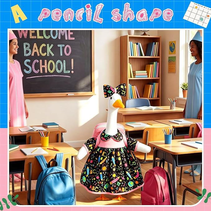 Mindsoft Back to School Goose Outfit Porch Goose Clothes Costume Statues Decor for Lawn Garden Patio Classroom Outdoor Statues Art Decor(Backpack Style - Black)
