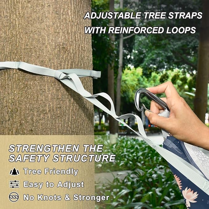 Camping Hammock Outdoor Hammocks for Outside Swan Lotus Beach Trees Portable Lightweight with Pockets Tree Straps Indoor