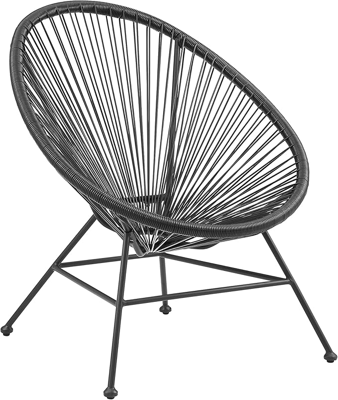 Linon Charleston Black Woven Hammock Style Outdoor Chair with Metal Frame