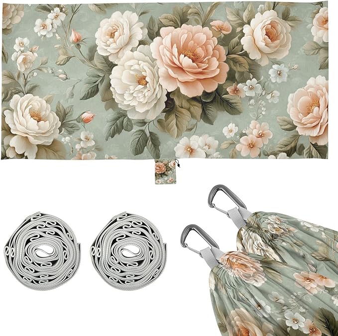 Victorian-Style Floral Pattern Vines Pastel Colors 330lb Capacity Hammocks with Portabl Carry Bag Fabric Hammock for Outside Patio Garden hamaca inflable para Piscina