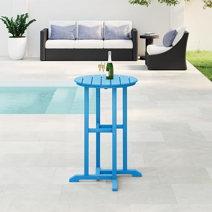 WestinTrends Malibu 37" Counter Height Round Outdoor Patio Bistro Bar Table, Pacific Blue