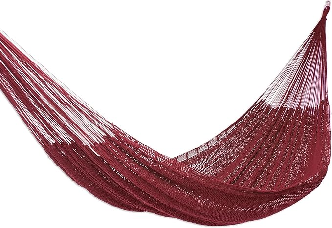 NOVICA Artisan Handmade Cotton Rope Hammock Maya Style Double Purple Mexico Solid [Bed Size 71in L x 79in W Total Length 142in L] 'Uxmal Mulberry'Double