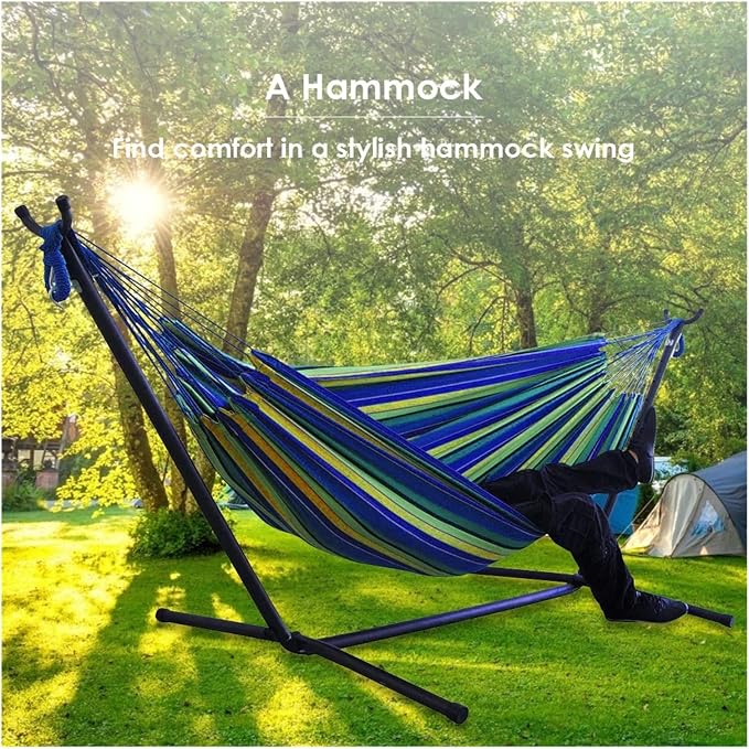 Hammocks, Outdoor Large Hammock Portable Indoors Camping Sleeping Stripe Canvas Hanging Bed Chair Garden Swing,for Outside