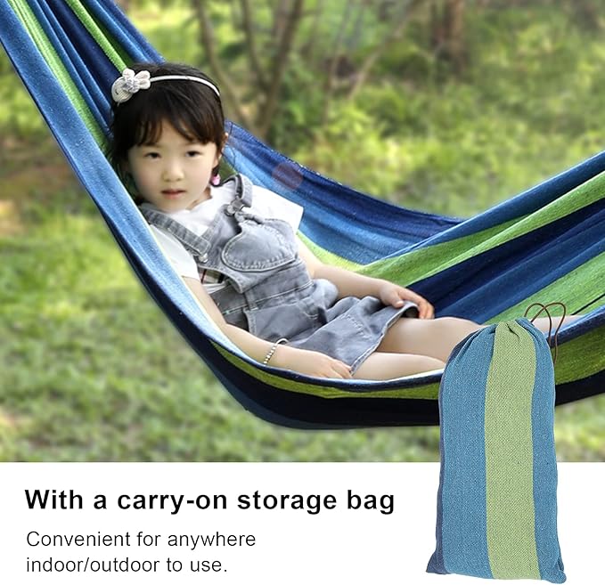 Single Double Hammock, Convenient to Use Comfortable Feeling Camping Hammock for Camping for Outdoor (Blue)