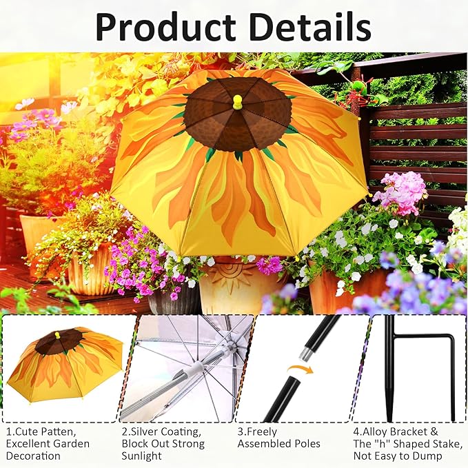 Plant Umbrellas for Outdoor Plants, Large Garden Plant Umbrella Shade Upgraded Adjustable Angle Height for Potted Plants Garden Beds
