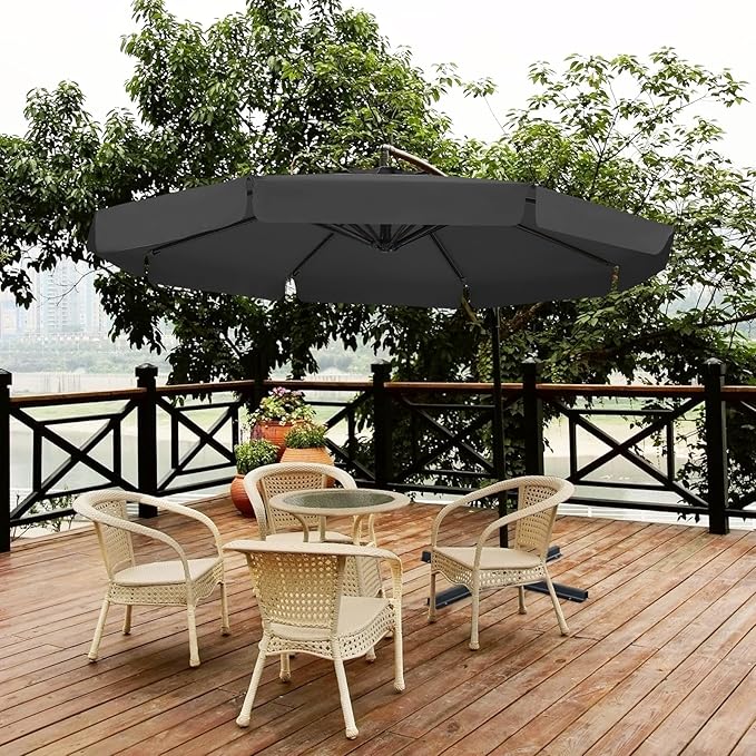 ABCCANOPY 9FT Cantilever Patio Umbrella with base included (Dark Gray)