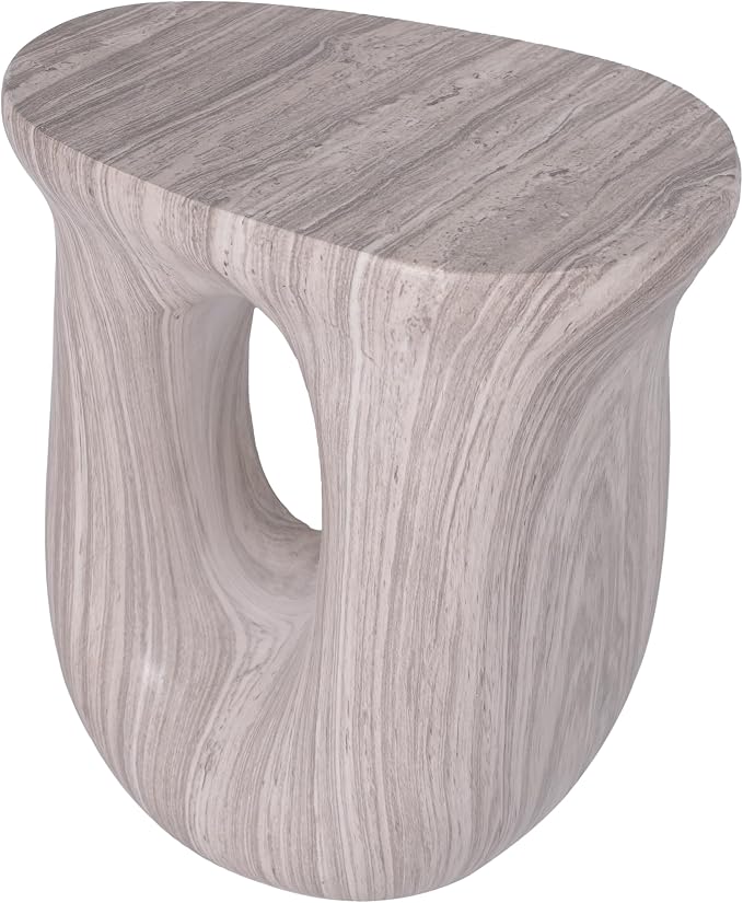 Christopher Knight Home 18.9 Inch Modern U Shaped Accent Table, Sculptural MGO Stone Look Side Table for Indoor Outdoor Garden Balcony Living Room Entryway Bedroom