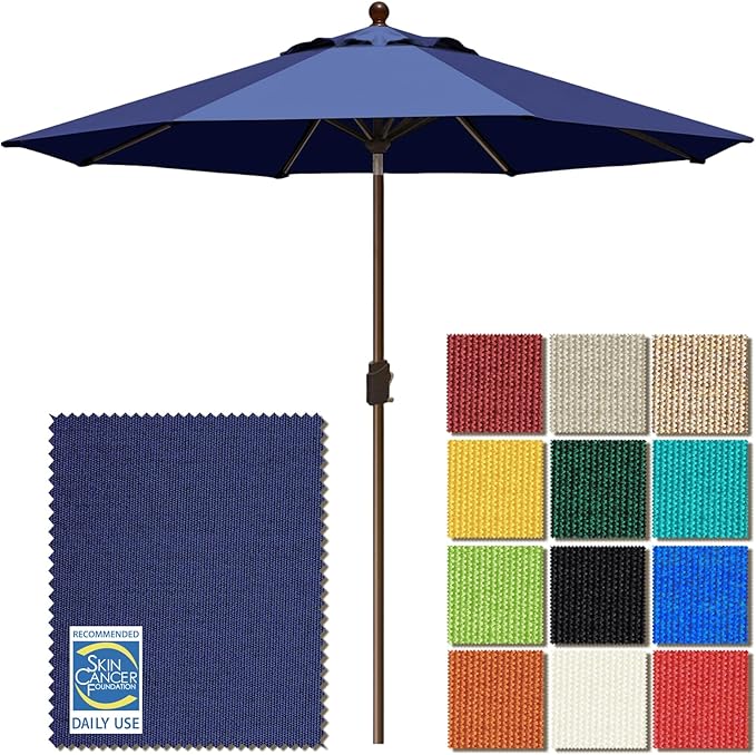EliteShade USA 10-Year-Non-Fading 9Ft Market Patio Umbrella, UPF 50+ UV Protection Performance Sun Umbrella, Heavy Duty Commercial Grade Outdoor Table Umbrella with Crank & Tilt, Windproof Vented Top for Garden, Pool, Deck and Outdoor Playsets, Navy Blue