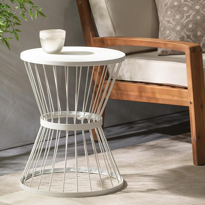 Christopher Knight Home Lassen Outdoor 16" Iron Side Table, Matte White