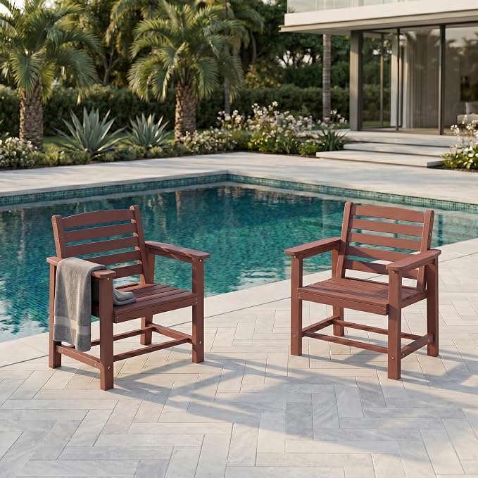 5-Piece Outdoor Dining Set for 4,Terracotta | HDPE table, chairs included, umbrella hole design, weather-resistant furniture, perfect for balcony, deck, backyard