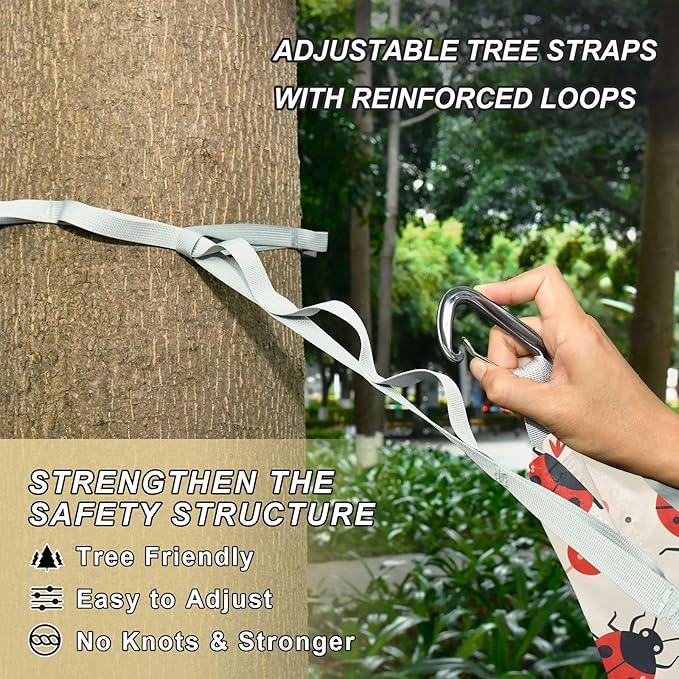 Camping Hammock Outdoor Hammocks for Outside Cute Ladybird Beach Trees Portable Lightweight with Pockets Tree Straps Indoor