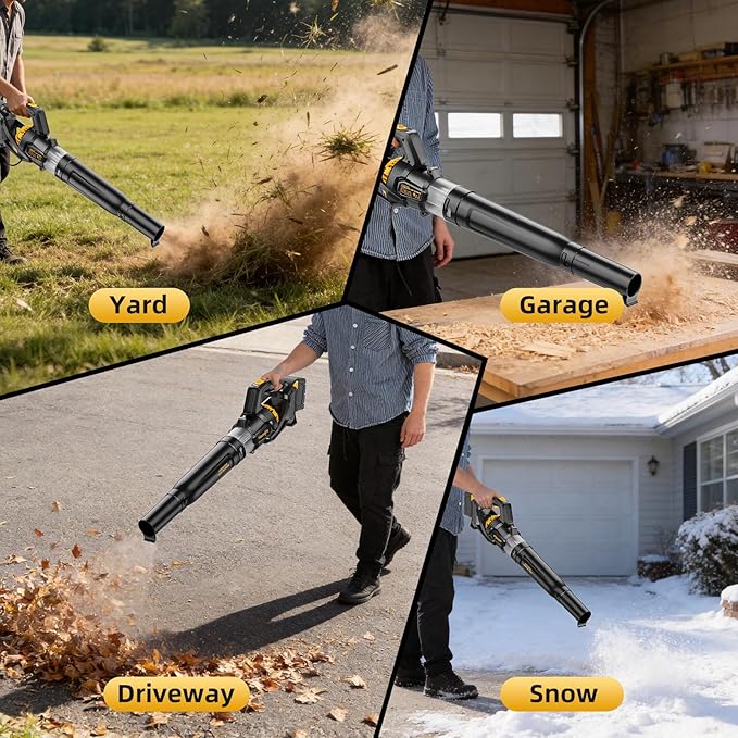 16-Inch Cordless String Trimmer & 600 CFM Leaf Blower Combo Compatible with DEWALT 20V MAX Battery (Tool Only), Brushless Weed Eater Edger with Dual Safety Switch & 3-Speed Turbo Lightweight Blower