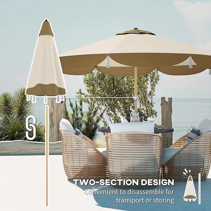 Outsunny 9FT Patio Umbrella, UPF 50+ Outdoor Market Umbrella with 8 Ribs, Vented Outdoor Table Umbrella for Deck, Backyard and Lawn