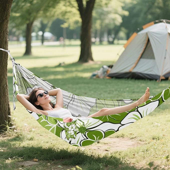 Green and Flowers 330lb Capacity Outdoor Hammocks with Portabl Carry Bag Backyard Hammock for Indoor Outdoor Patio accesorios para campamento