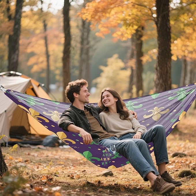 Hammocks for Outside Mardi Gras Elements Camping Hammock Portable Hammocks with Tree Straps and Carry Bag Camping Accessories for Hiking Beach Outdoor