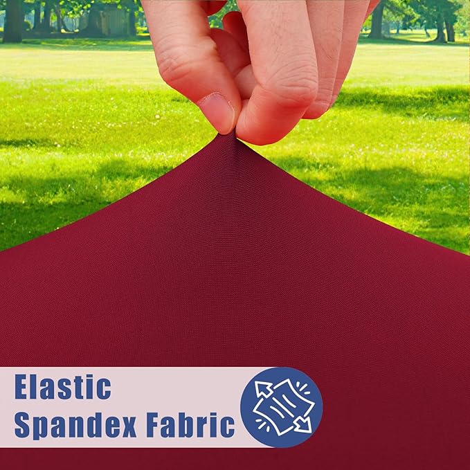 Moosfor Spandex 6 Foot Rectangle Table Cloth 2 Pack, Elastic Fitted Tablecloths for Picnic, Stretch Washable Patio Table Cover for Outdoor, Camping, Banquet and Parties (Wine Red, 30"x72")