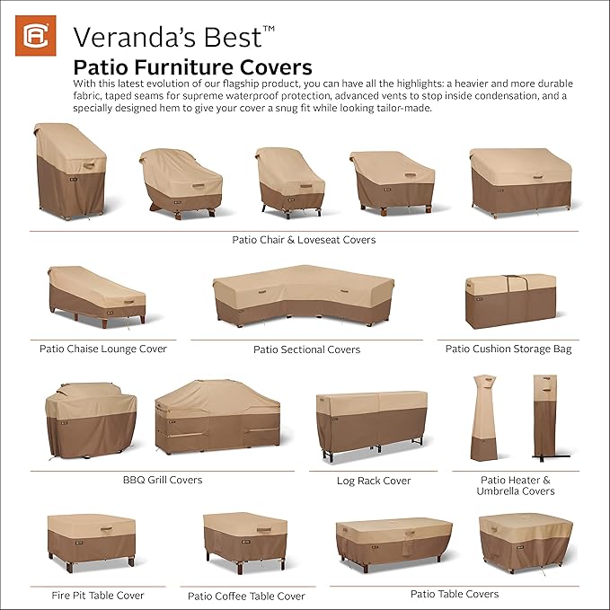 Classic Accessories Veranda's Best Waterproof Patio Sofa/Loveseat Cover, 58 x 33 x 32 Inch