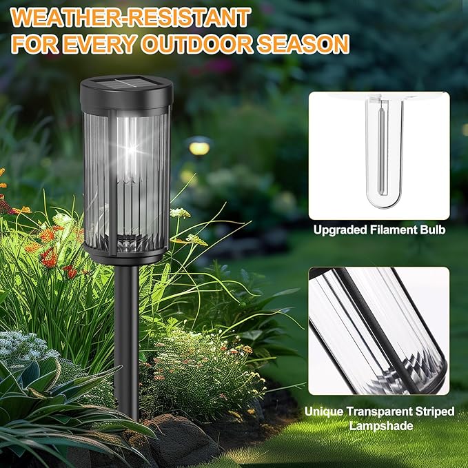 EXCMARK 2 Pack Outdoor Solar Lights Waterproof for Yard Garden Walkway Pathway Lawn Decorative Contemporary Landscape Lighting. (Cool White Light, 2)