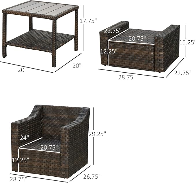 Outsunny 5 Piece Patio Furniture Set, All Weather PE Rattan Conversation Chair, and Ottoman Set with Coffee Table, Cushions & Pillows Included for Balcony, Porch, Deck, Pool, Lawn, Beige