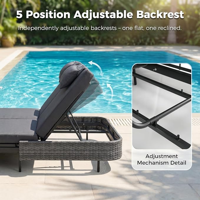 NICESOUL 20 Piece Outdoor Patio Furniture Set with Fire Pit, Large Size 16-Person Outdoor Sectional with Fire Pit & Chaise Lounge, 500 lbs Heavy Duty All-Weather Backyard Sitting Group, Charcoal Gray