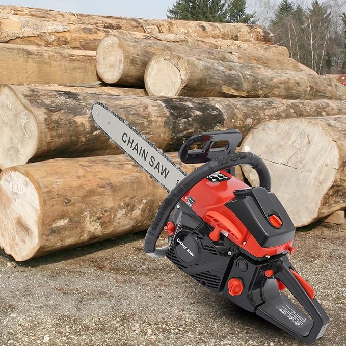 Gas Chainsaw 18 Inch, 58CC 2-Stroke Gasoline Chainsaw, 2200W Single Cylinder Air-cooled Petrol Chain Saw for Garden Pruning, Forest Logging, Firewood Cutting