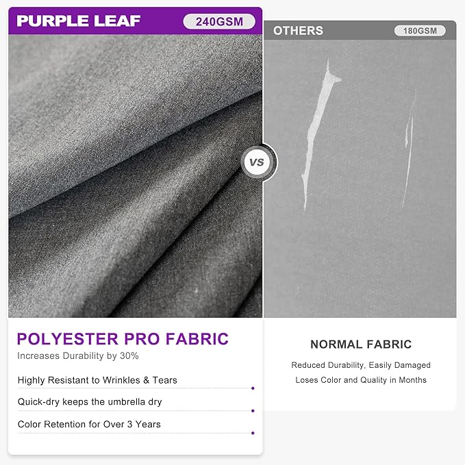 PURPLE LEAF 12 FT Cantilever Umbrella Outdoor Patio Umbrella, Large Offset Square Umbrella, Windproof Heavy Duty Hanging Outside for Patio, Mist Grey